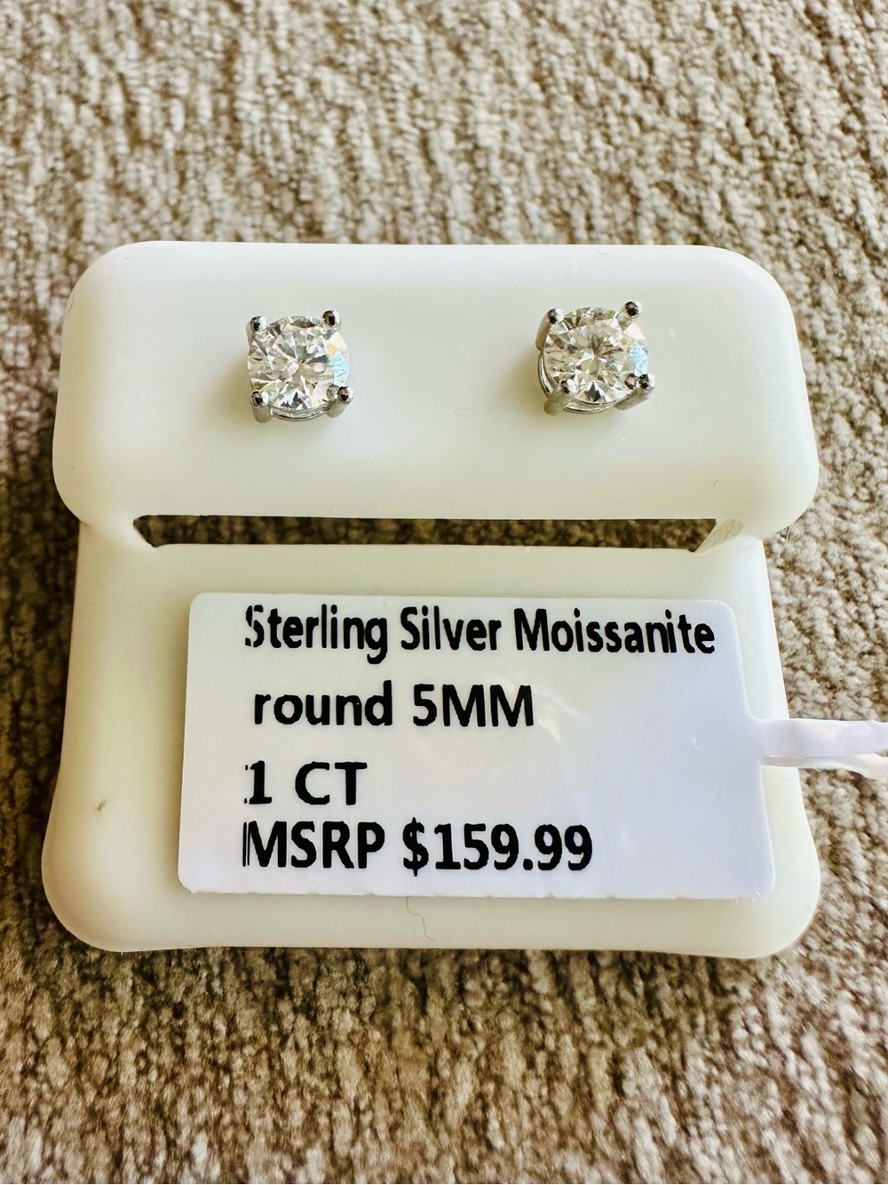 Sterling Silver 5mm Round Moissanite Stud Earrings